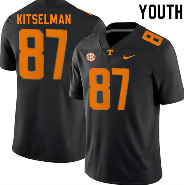 Youth #87 Miles Kitselman Tennessee Volunteers College Football Jerseys Stitched-Black